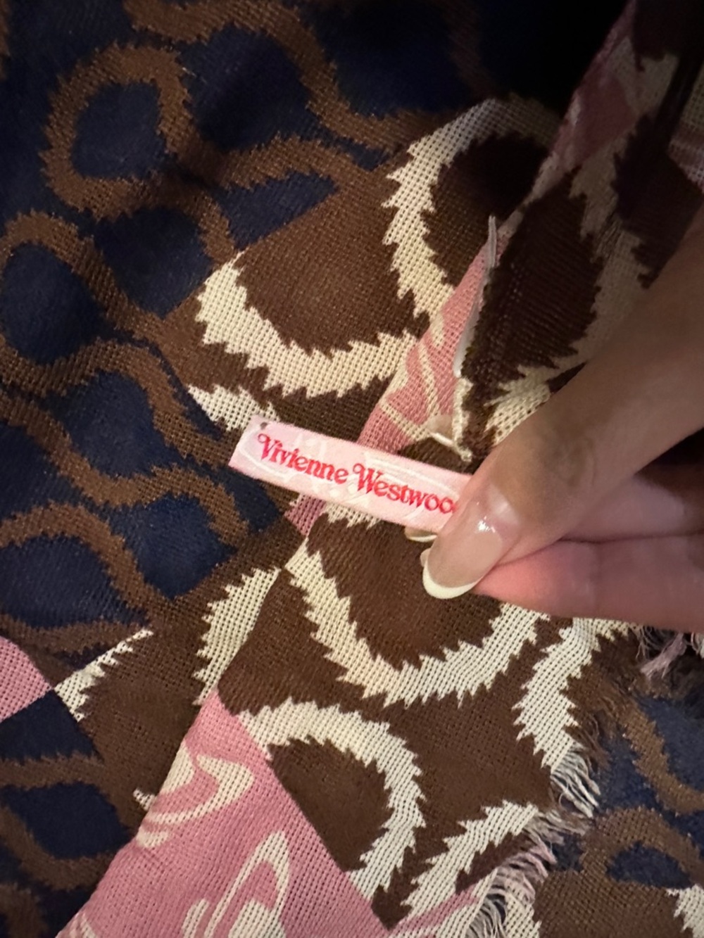 Authentic Vivienne Westwood Brown Pink Navy Patterned Scarf